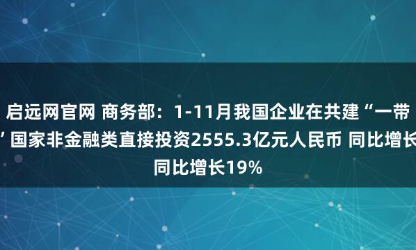启远网官网 商务部：1-11月我国企业在共建“一带一路”国家非金融类直接投资2555.3亿元人民币 同比增长19%